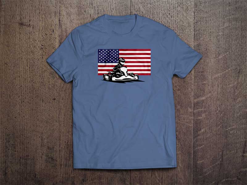 Go Kart American Flag T Shirt