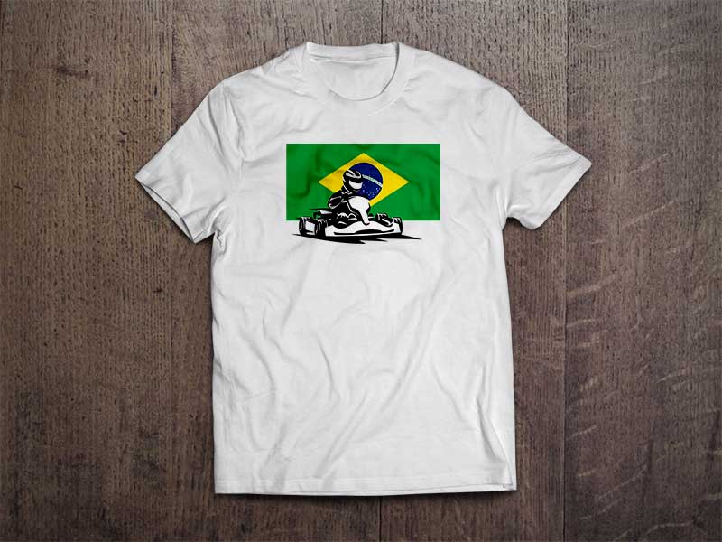 Go Kart Brazil Flag T Shirt