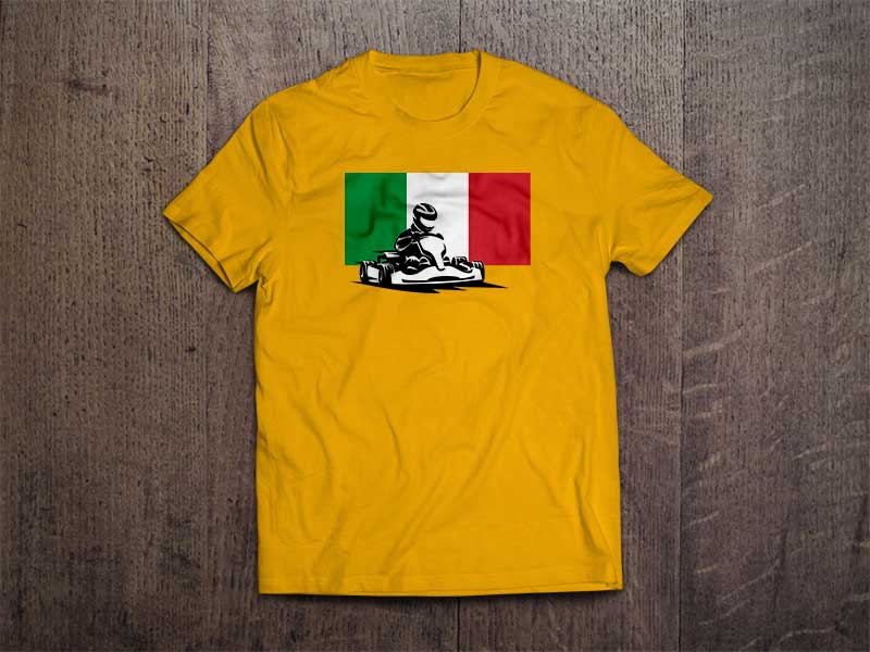 Go Kart Italian Flag T Shirt